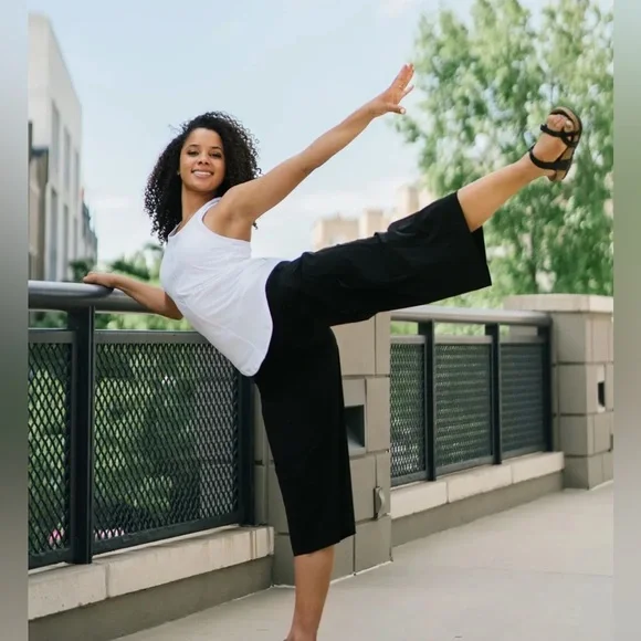 Zyia Large Black Work Flow Pants Wide Leg Gaucho 🖤 - Picture 6 of 12